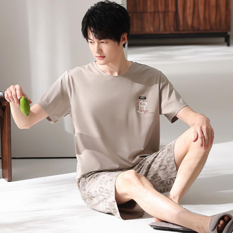 Men's Pajamas Summer Cool Modal Thin Short-sleeved Shorts 1011 New Soft Loungewear Set