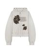 Escapefrom Lettering Rose Print Two-Way Pigment Zip-Up Hoodie Sand Beige