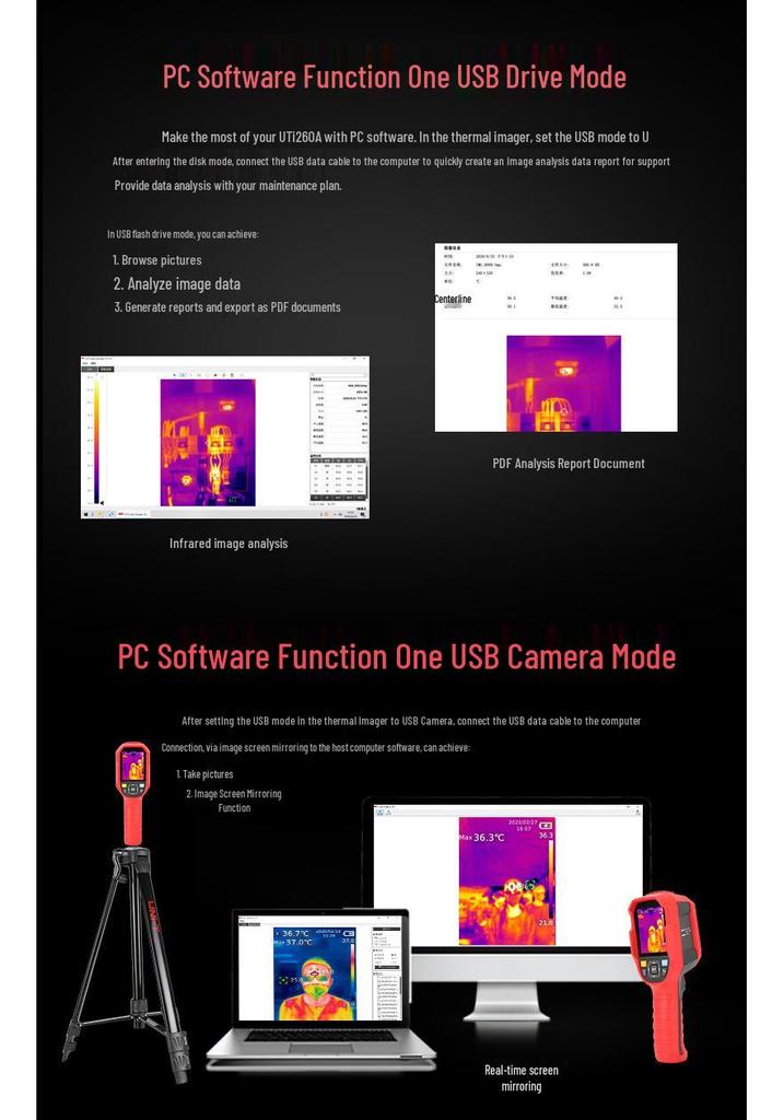 Uni-T UTi260A HD Thermal Imager for Floor Heating, Motherboards, Motors, and Heat Source Inspection