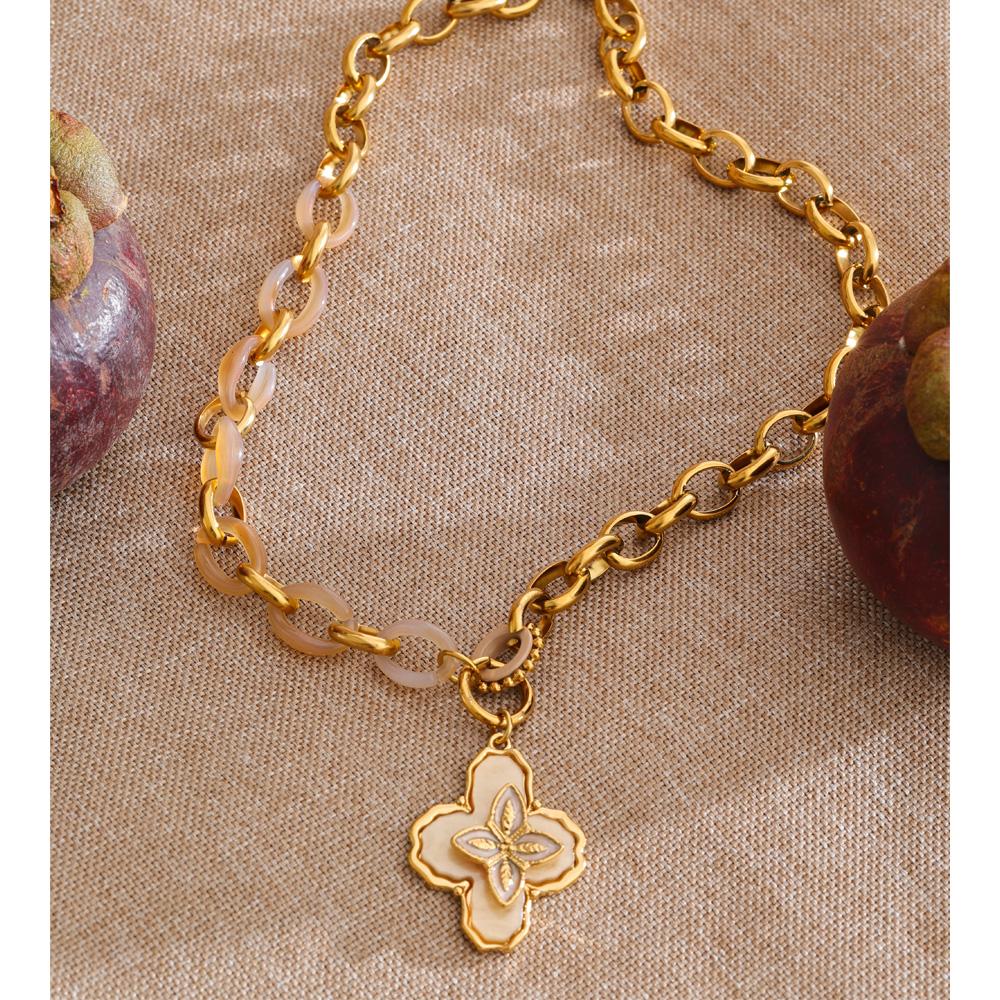 Eetit Stainless Steel Resin Flower Pendant Necklace Chain Hot Style Exclusive Fashion Statement Collar Jewelry New Arrivals 2026