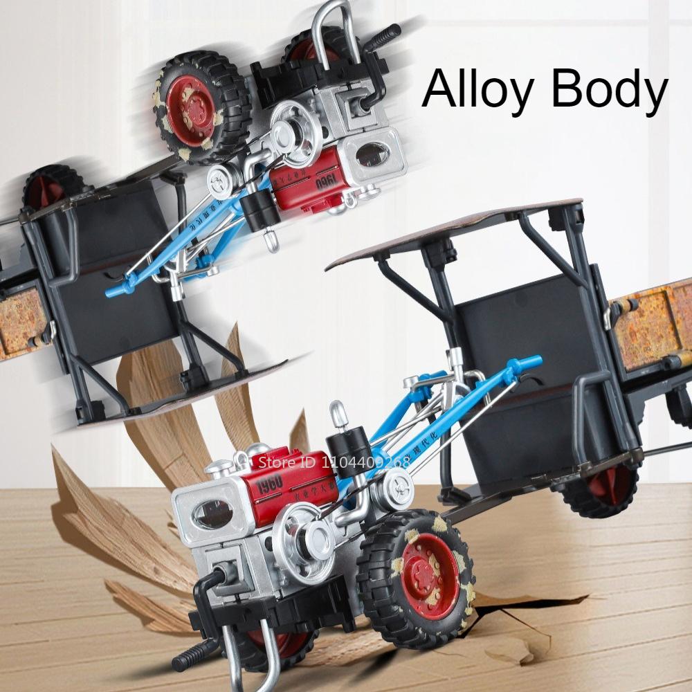 1:24 Alloy Agricultural Walking Tractor Toy Model Car Sound Light Retro Engineering Transport Vehicle Models Gifts for Friend