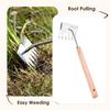Stainless Steel Weed Remover Tool Six-Tooth Double Head Garden Weeding Tool Manual Weeder with Cutting Blade Serrated Edge for Precision Weeding