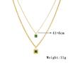 Vintage Fashion Cubic Zirconia Block Chain Pendant Titanium Steel Gold Necklace