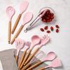 1/12Pcs Silicone Kitchenware Non-Stick Cookware Kitchen Utensils Set Spatula Shovel Egg Beaters Wooden Handle Cooking Tool Set