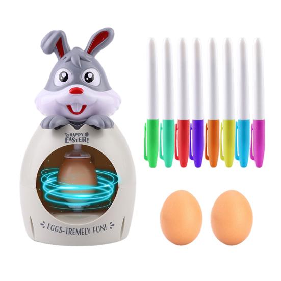 Κιτ Μηχανής Ζωγραφικής Αυγών Bunny Spinner με 8 Πολύχρωμους Μαρκαδόρους Και 3 Πλαστικά Αυγά Σετ Διακόσμησης Πασχαλινών Αυγών για DIY Ζωγραφική Πασχαλινών Αυγών