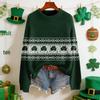 LXF-YT52 Saint Patrick's Day Fair Isle Pullover Sweater - Long Sleeve, Spring and Autumn Fashion.