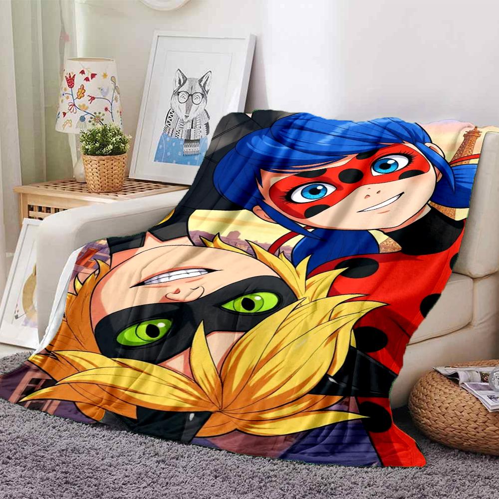 Miraculous Theme Printed Blanket - Perfect for Couch, Bed, Travel & Outdoor Use | Machine Washable, Cozy & Durable.