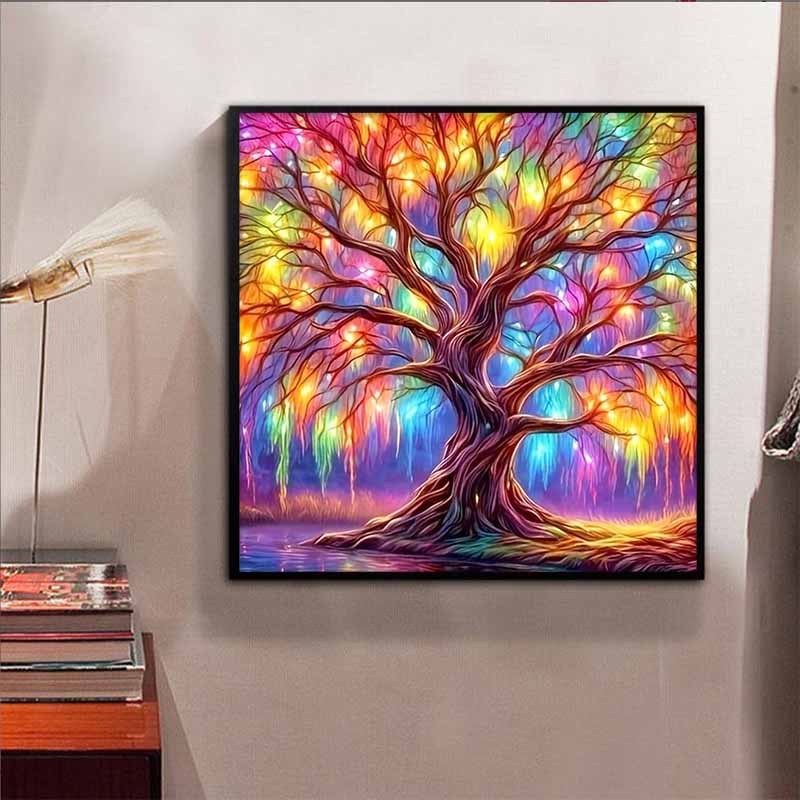 New Arrival 5D DIY Full Circle Diamond Painting "Colorful Tree" Embroidery Cross Stitch Home Decor Gift