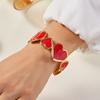 Delicate Pressed Flower Stainless Steel Bracelet for Women Vintage Bow Heart Pattern Dot Bangle Friendship Jewelry Gifts