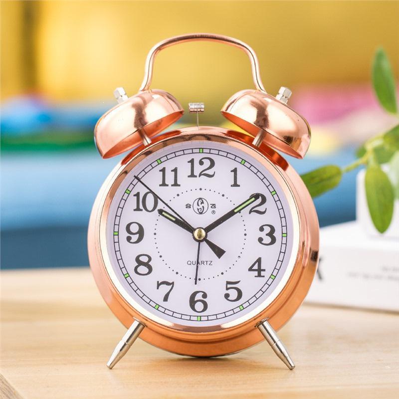 Vintage-style Metal Alarm Clock with Horseshoe Bell Sound, Spring-Wound for Students