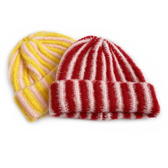 Vinterstrikkelue Lappverk Farge Stripet Trykk Myk Følelse Pustende Lue uten brem Utendørsaktiviteter Pulloverlue