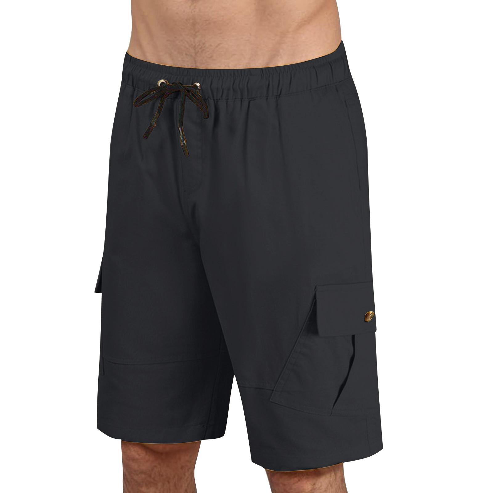 

Мужские прямые рабочие брюки, модные и повседневные шорты на шнурке M чёрный