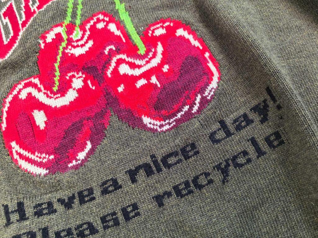 Cherry Letter Pattern Wool Blend Round Neck Loose Sweater