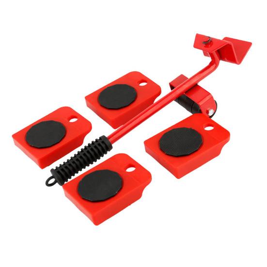 5 Pièces/Ensemble Outil de Déménagement de Meubles avec Pied-de-Biche Déménageur de Meubles Robuste avec 4 Roues Rouleau pour Appareils Ménagers Meuble Déménageur Chariot Coulissant