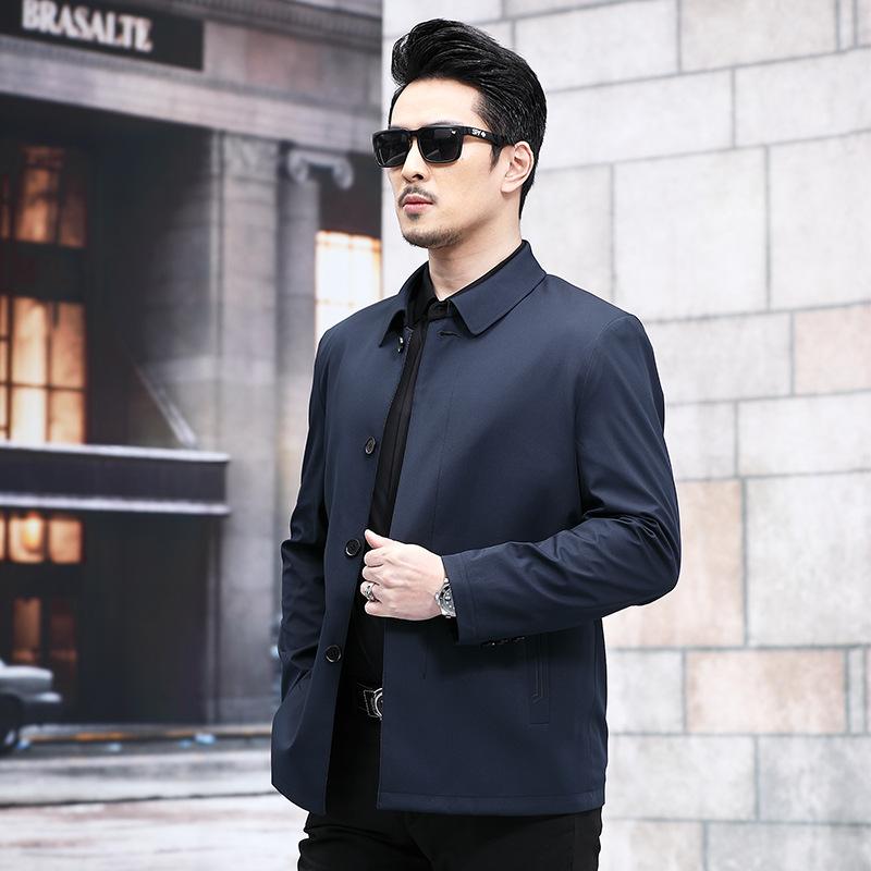 Spring and Autumn Business Style Jacket Jacket Simple Dad Outfit Middle-aged Men's Lapel Top Jacket