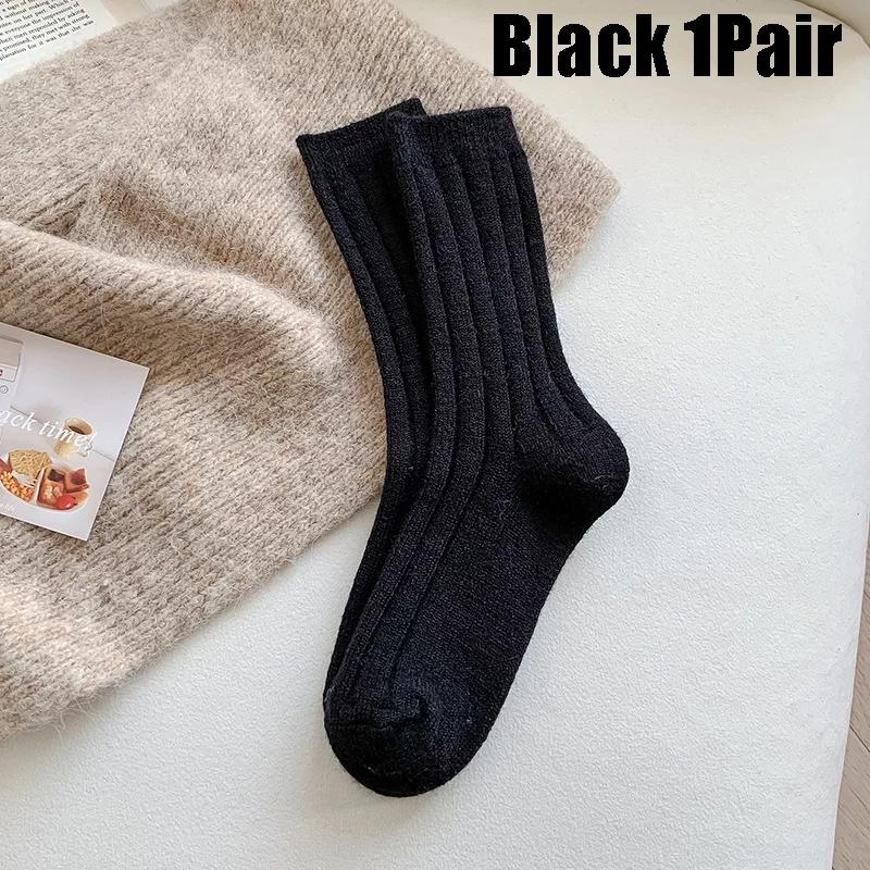 Novas meias de inverno femininas, meias de lã de caxemira, grossas, quentes, meias femininas, meias japonesas, moda harajuku, cor sólida, meias térmicas longas