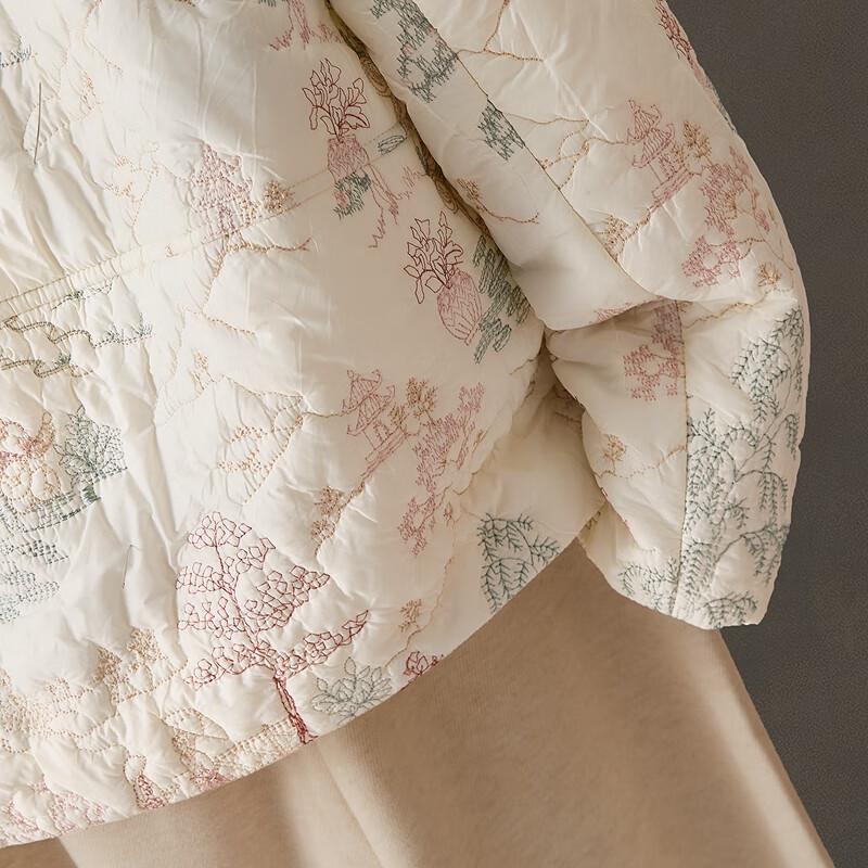 Cypress Damen Bestickter Gepolsterter Mantel im Neuen Chinesischen Stil