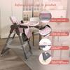 Adjustable Kids High Chair 0-6 Years, Portable Dining Chair with Safety Harness, Lockable Wheels, Easy Cleaning for Home, Pink