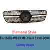 For Mercedes W163 ML320 ML350 ML270 ML400 ML430 1998-2004 Diamond GT Style Front Bumper Grille Plastic Mesh Racing Grill Cover