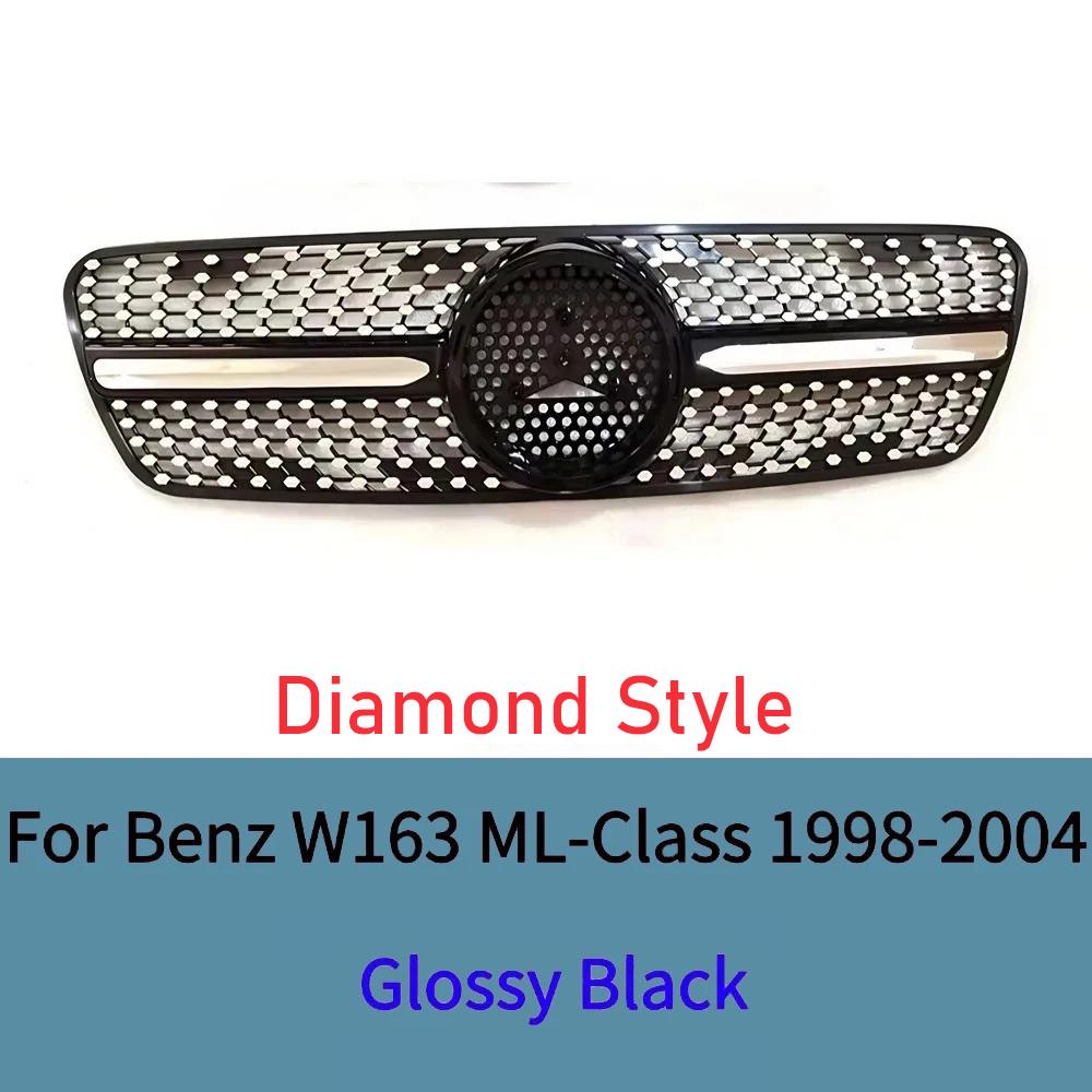 For Mercedes W163 ML320 ML350 ML270 ML400 ML430 1998-2004 Diamond GT Style Front Bumper Grille Plastic Mesh Racing Grill Cover