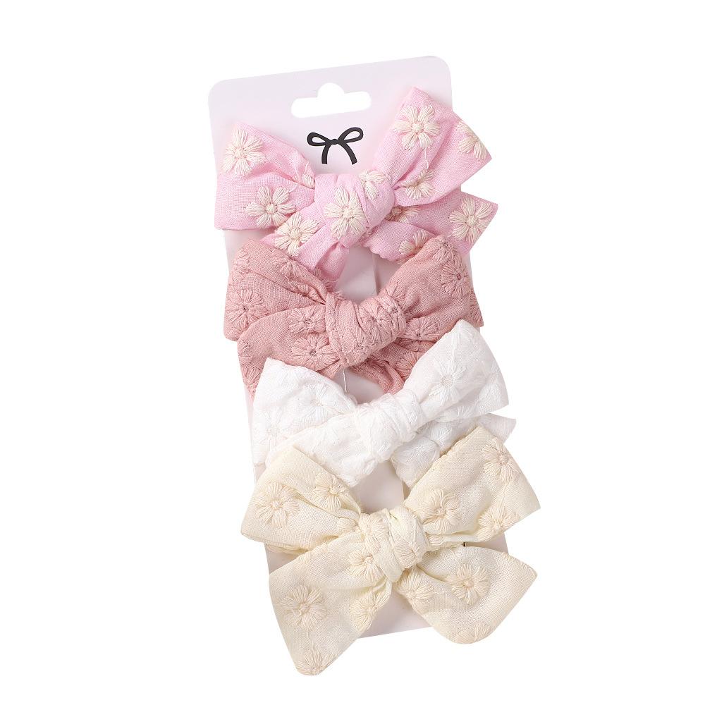 Children'S Hair Accessories Cute Bow Fabric Hairpin Set Baby Girls Hairpin Four-Piece 1568