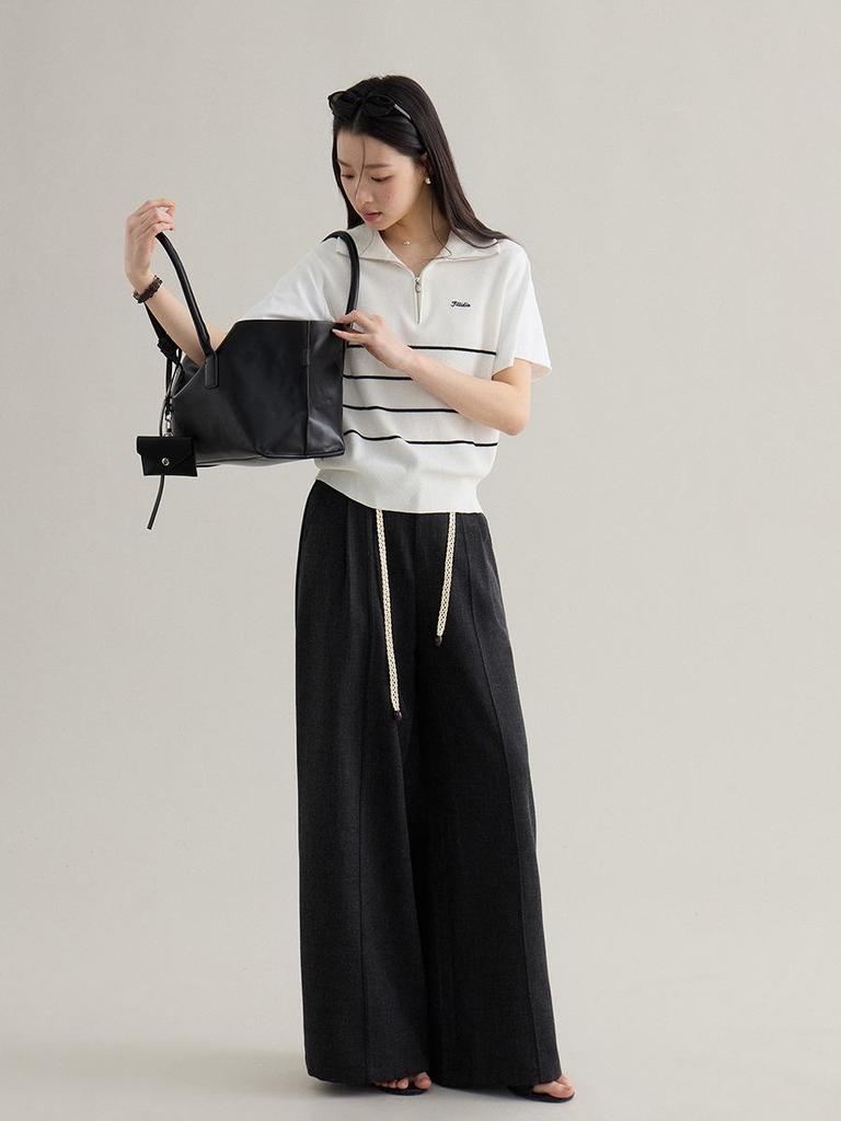 Ge Ming Women's High-Waisted Straight Wide-Leg Pants - Korean Style, Spring 2026 Collection (W0088D)
