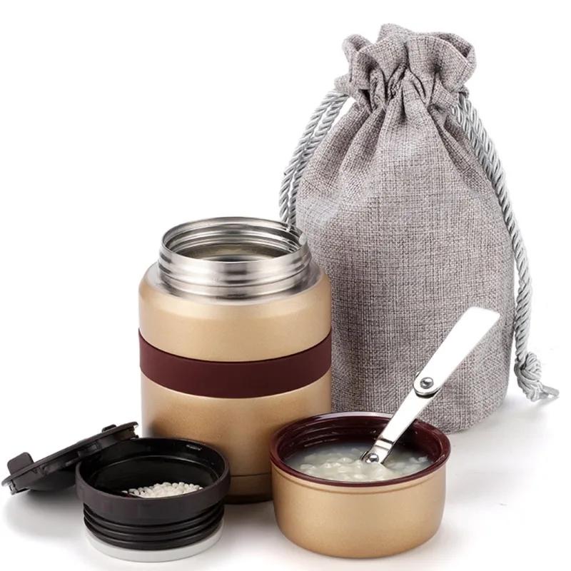 1Pc Thermo Mug Vacuum Flask Stainless Steel 350ML 500ML Mini Lunch Box with Hot Food Container 3 Colors