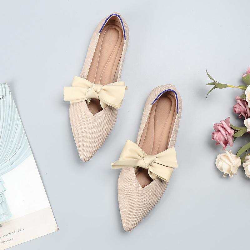 New spring and autumn flying woven single shoes Doudou woven flat wool women's ladyshoes