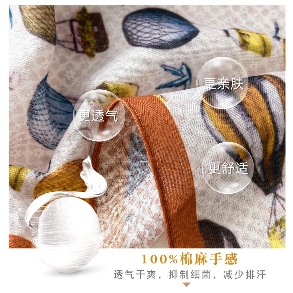 Premium cotton and linen hot air ball small square scarf silk scarf 1116 spring and autumn new scarf women's thin neck protection versatile shawl