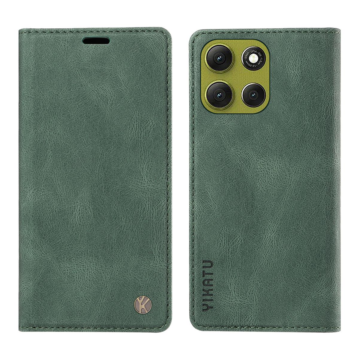 

Для Motorola Moto G86 5G Кожаный чехол YIKATU YK-004 Чехлы-кошельки для телефона с эффектом кожи Green