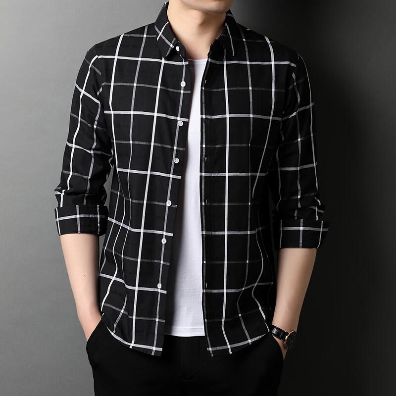 IMAGINEX Men s Casual Plaid Long-Sleeve Cotton Shirt L