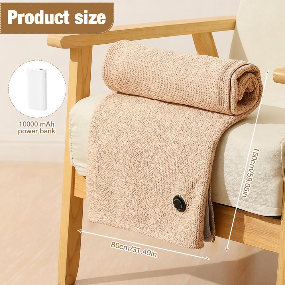 USB Heated Shawl Wrap for Women,Soft Zipper Electric Shawl with 10,000 mAh Power Bank Softs Zippers Heateds Shawl for Home,Outdoors