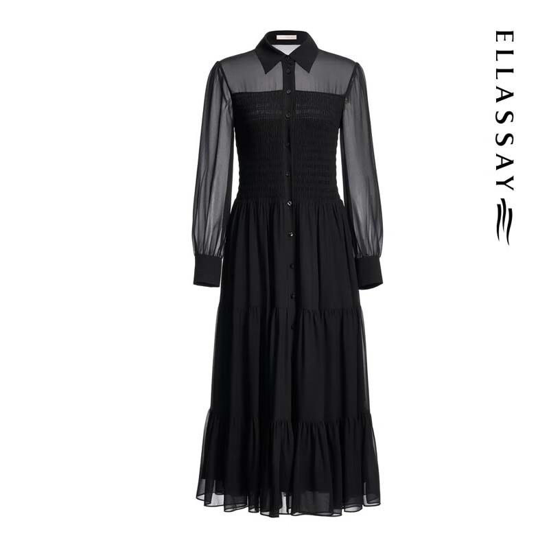 ELLASSAY Women's Elegant Long-Sleeve Dress