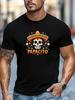 Plus Size Men'S T-Shirt, Easy And Clean, Minimalist Fashion, Men'S Mexican Hat Skull Flower Pattern Summer Casual Round Neck Short Sleeve T-Shirt