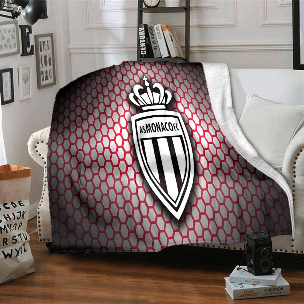 As Monaco Crest Flannel Blanket, Soft Polyester, Modern Design, All-Season for Camping, Travel, Gifts for holidays or birthdays