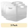 Clear Plastic Utility Storage Organizer Bin Set of 3 with Handles Open Top Design Office Supplies Household Items Kitchen Closet
