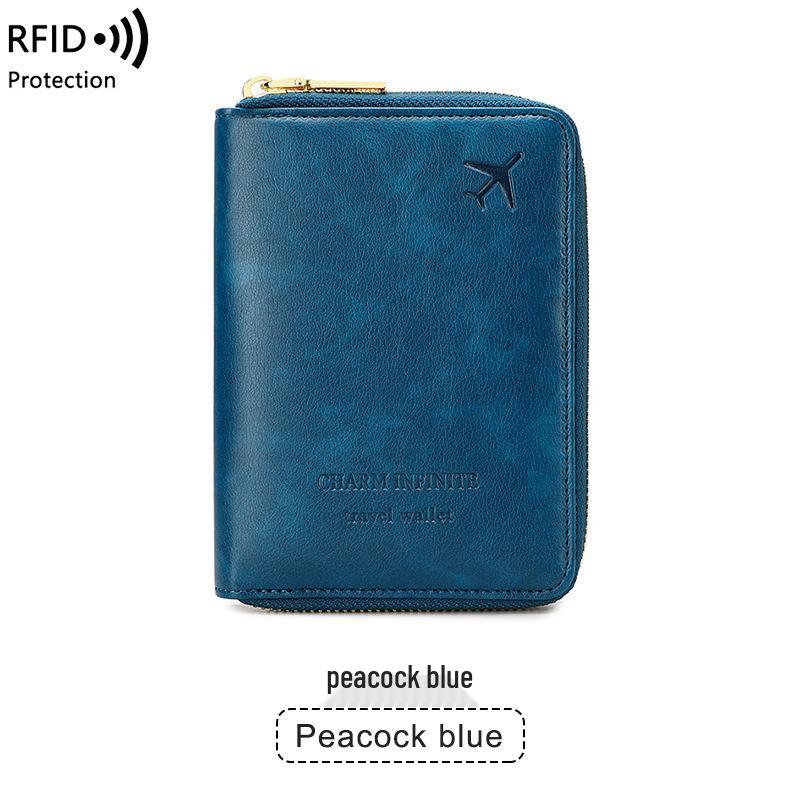 2024 RFID-Blocking Passport Holder: Multifunctional Zipper Travel Document Bag