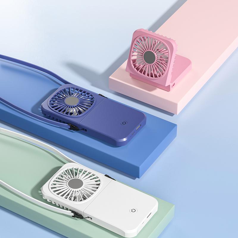 Mini Ventilatore USB Portatile 1800mAh Power Bank Ricaricabile Pieghevole Ventilatore Raffreddamento Collo Tre Velocità Leggero Indossabile Esterno