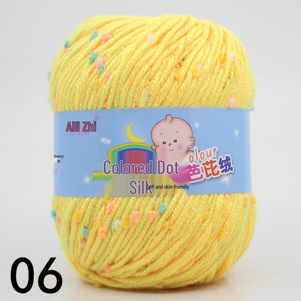 Bean Color Dot Medium Thick Hand-Knitted Yarn Silk Protein Fluff Sweater, Scarf, Jacket, Hat Wool for DIY Knitting
