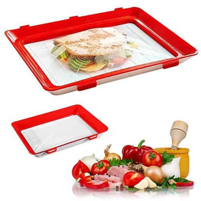 

Food Preservation Tray, Large Capacity Reusable Stacking Food Storage Trays With Seal Buckles красный