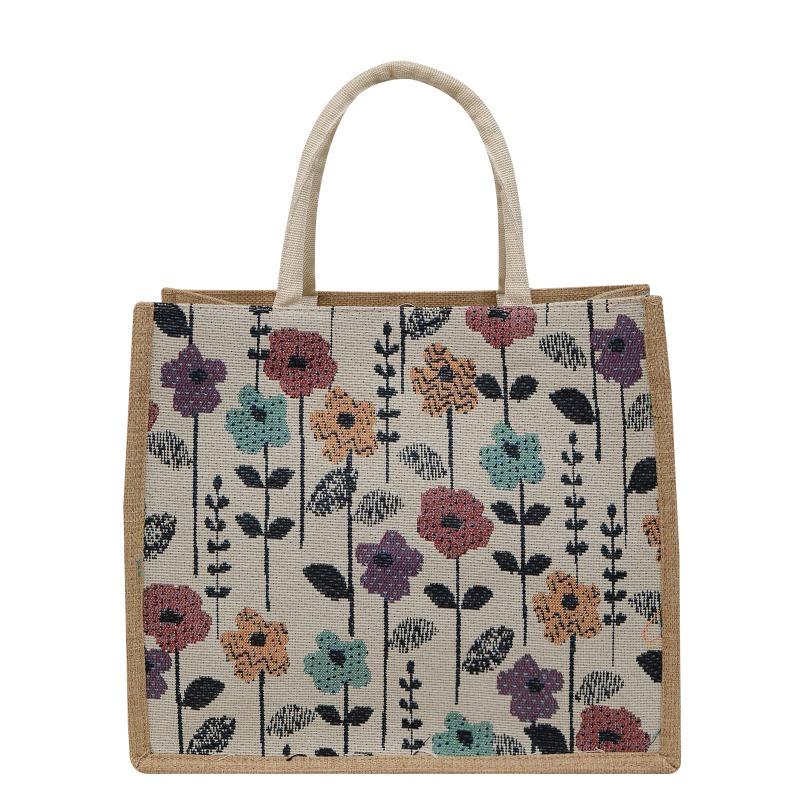 New cotton and linen handbag printed bento tote bag large capacity handbag bag letter printed women's bag