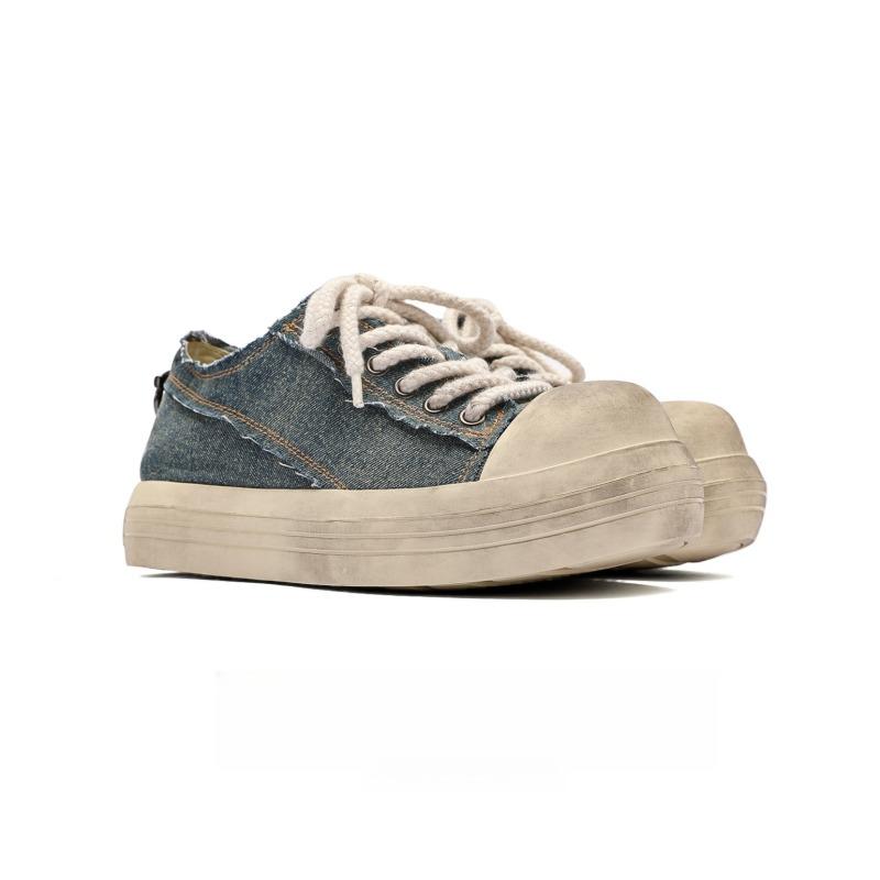 

M Mickey big toe shoes, ugly cute, niche versatile casual canvas shoes, men s and women s thick soles, distressed design, men s shoes trendy brand 44 men's джинсовий синього кольору