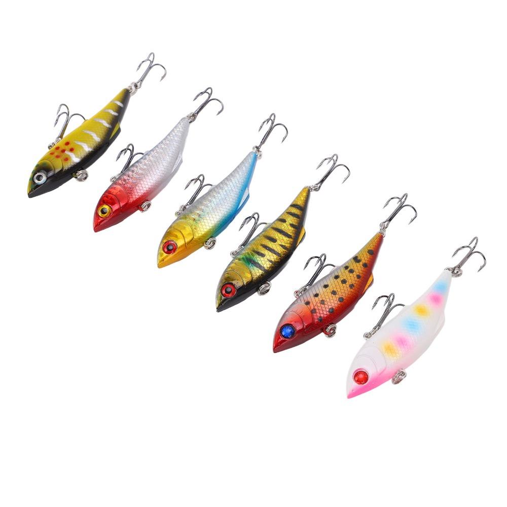 6PCS with 3D Eyes Lipless Crankbaits 8cm 10g Crankbait Fishing Lures VIB Fishing Lures  for Trout