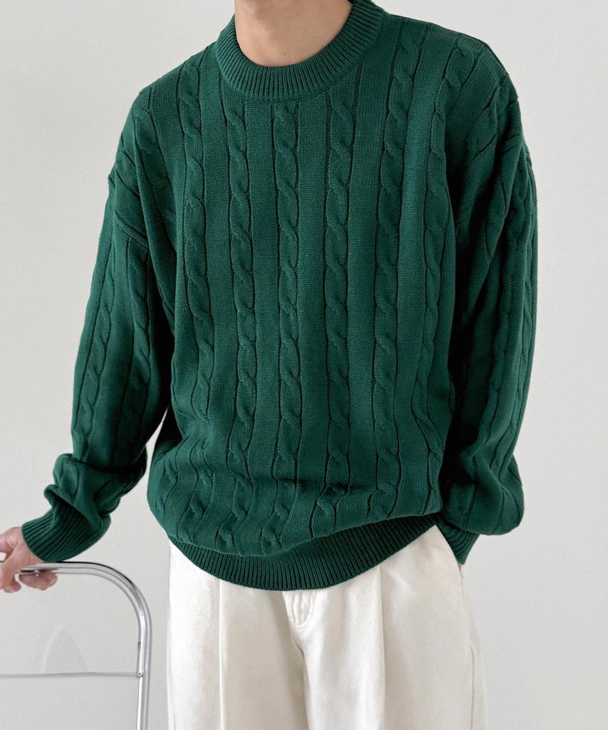 ORIGINALDAY Oversized Round Cable Knit Green