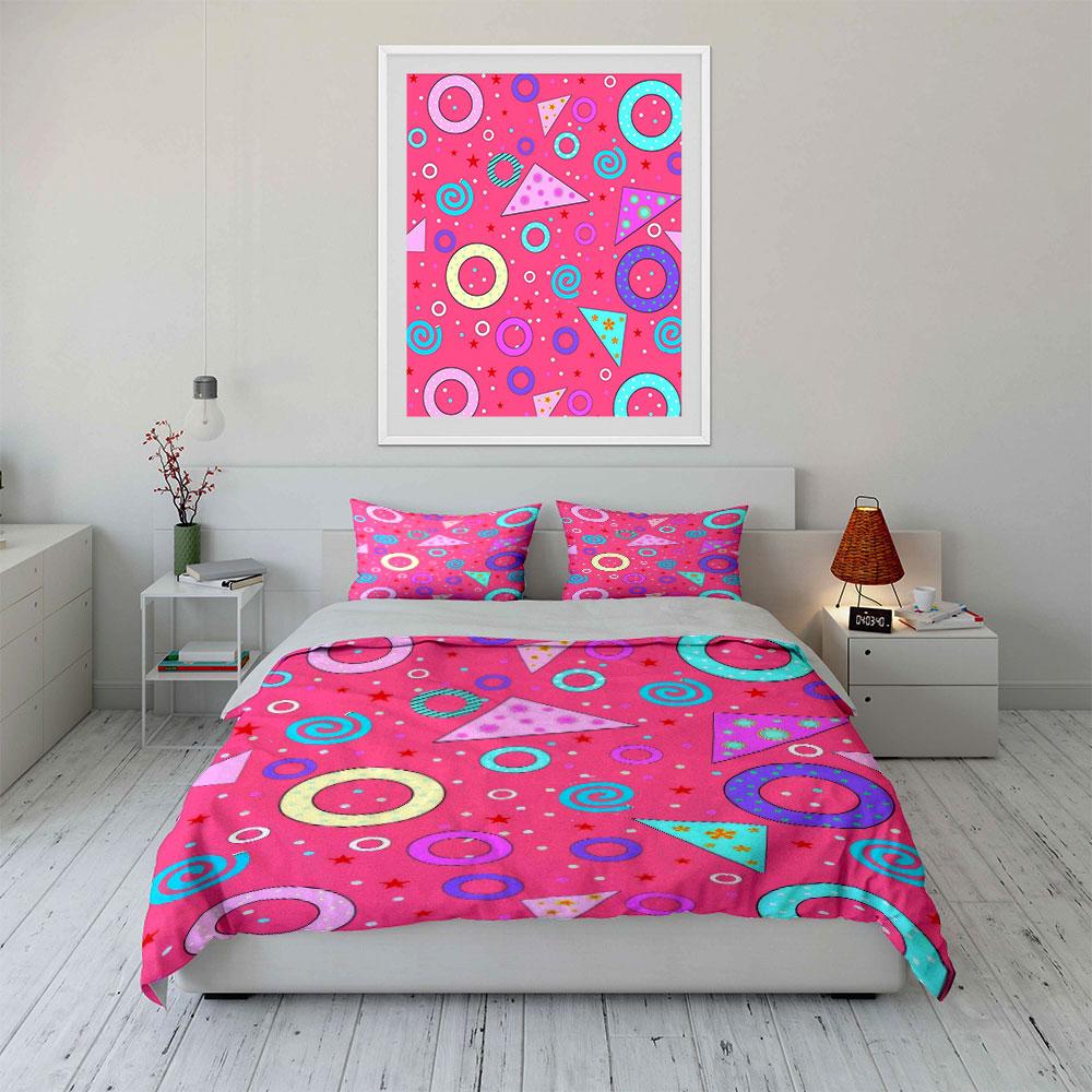 Colorful Geometric Decor Set Soft Comfortable Duvet Cover Bedding Set Included 1*Duvet Cover & 2*Pillowcases, Gift
