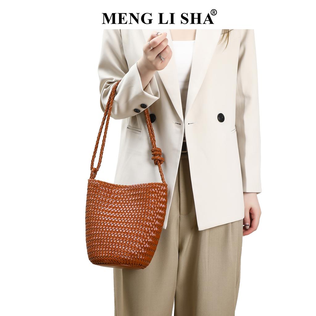 Spring and Summer New Vintage High-end Woven Hand-held Bucket Bag, Fashionable and Trendy Single Shoulder Crossbody Vegetable Basket Bag