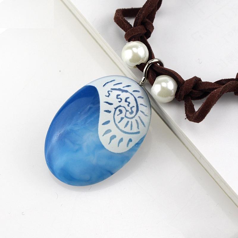 Polynesia Princess Necklaces Girls Film Cosplay Costume Charm Necklace Handmade Braided Leather Rope
