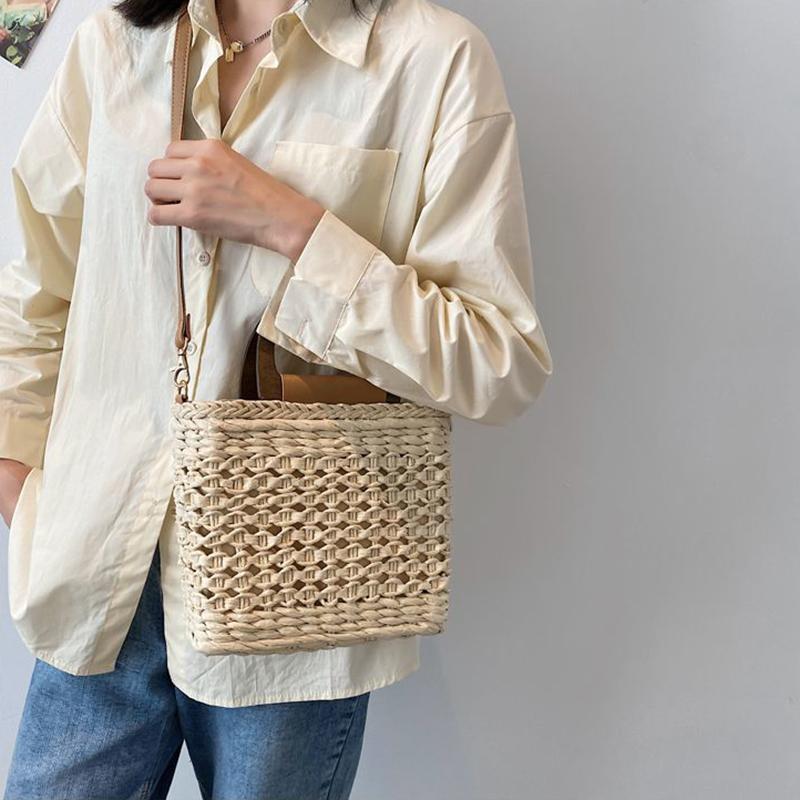 Yogodlns Summer Straw Bag Women Bohemian Straw Beach Bag Casual Handle Bag Large Capacity C rossbody Bag Handmade Lady Purse