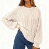 Women's Solid Color Sweater, Women's Round Neck Long Sleeved Pullover, Knitted Sweater Top