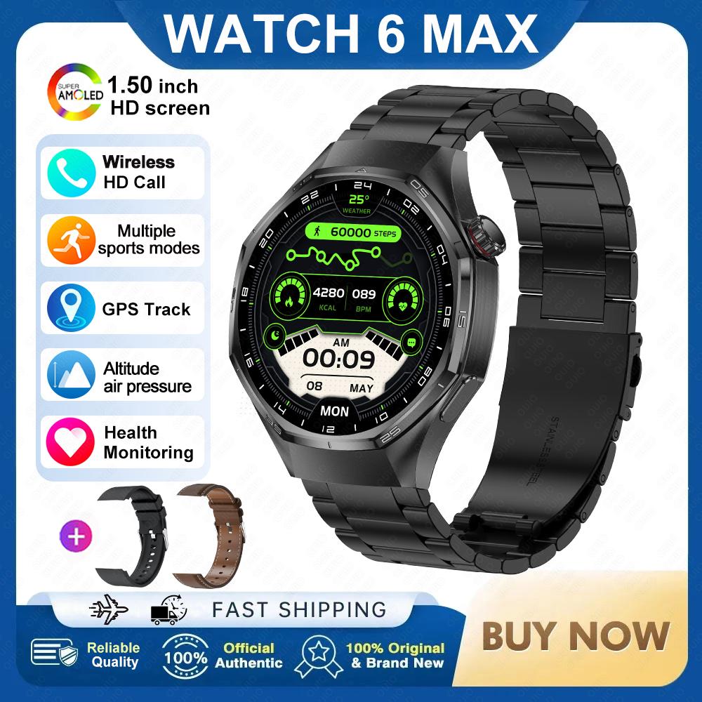 2026 New Watch 6 MAX Smart Watch GPS Track Altitude Pressure Heart Rate Blood Oxygen IP67 Waterproof BT Call Outdoor Smart Watch